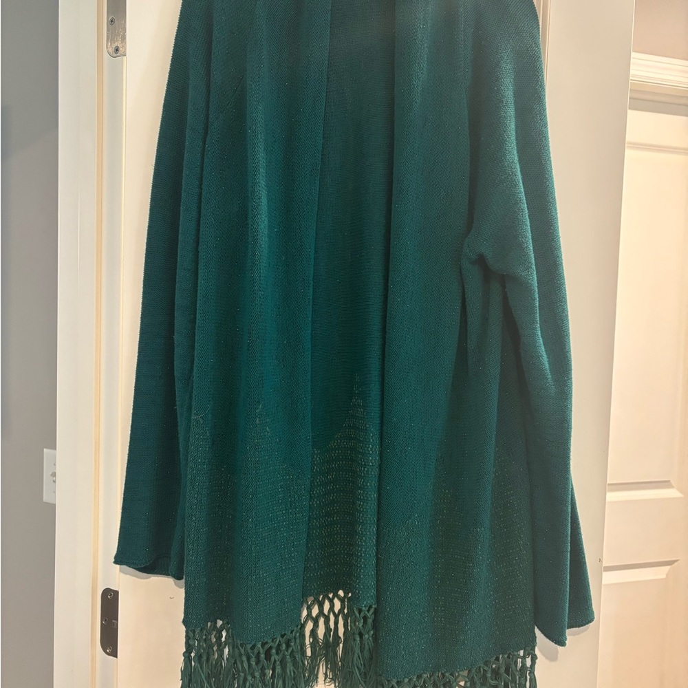 Emerald Green Lilly Pulitzer XL Women's Sweater with Fringe & Shimmer